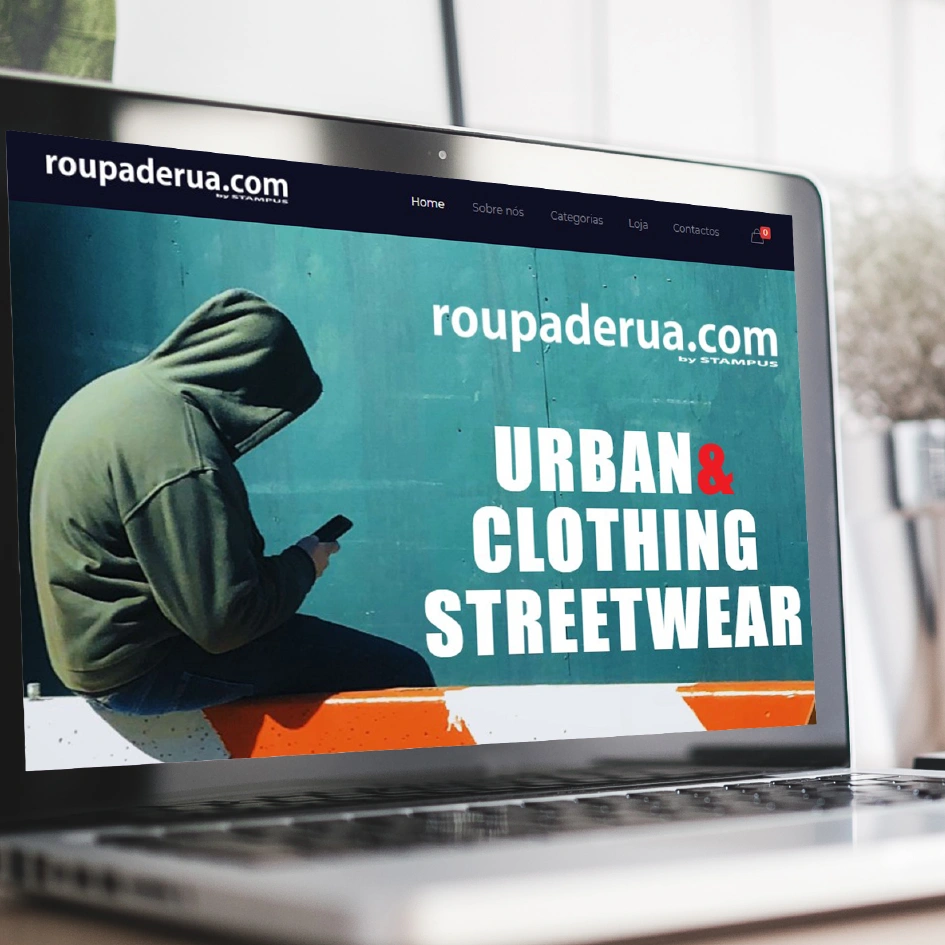 HOME Design de loja online e-commerce de moda urbana Roupaderua por UNNE Design.