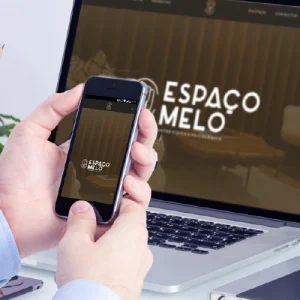 Mockup desktop do website Espaço Melo