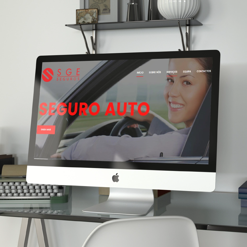 HOME Website institucional e branding para a SGE Seguros desenvolvido pela UNNE Design.