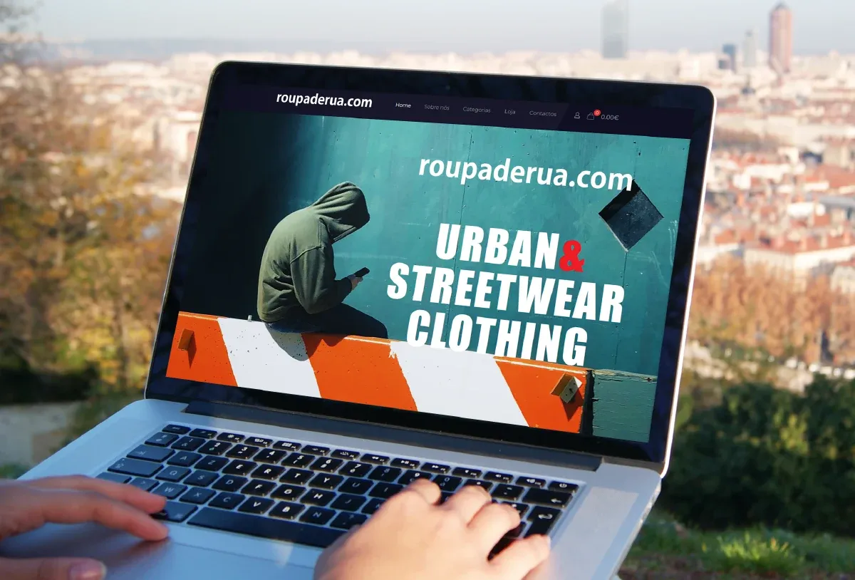 ROUPA DE RUA Mockup desktop do website Roupa de Rua